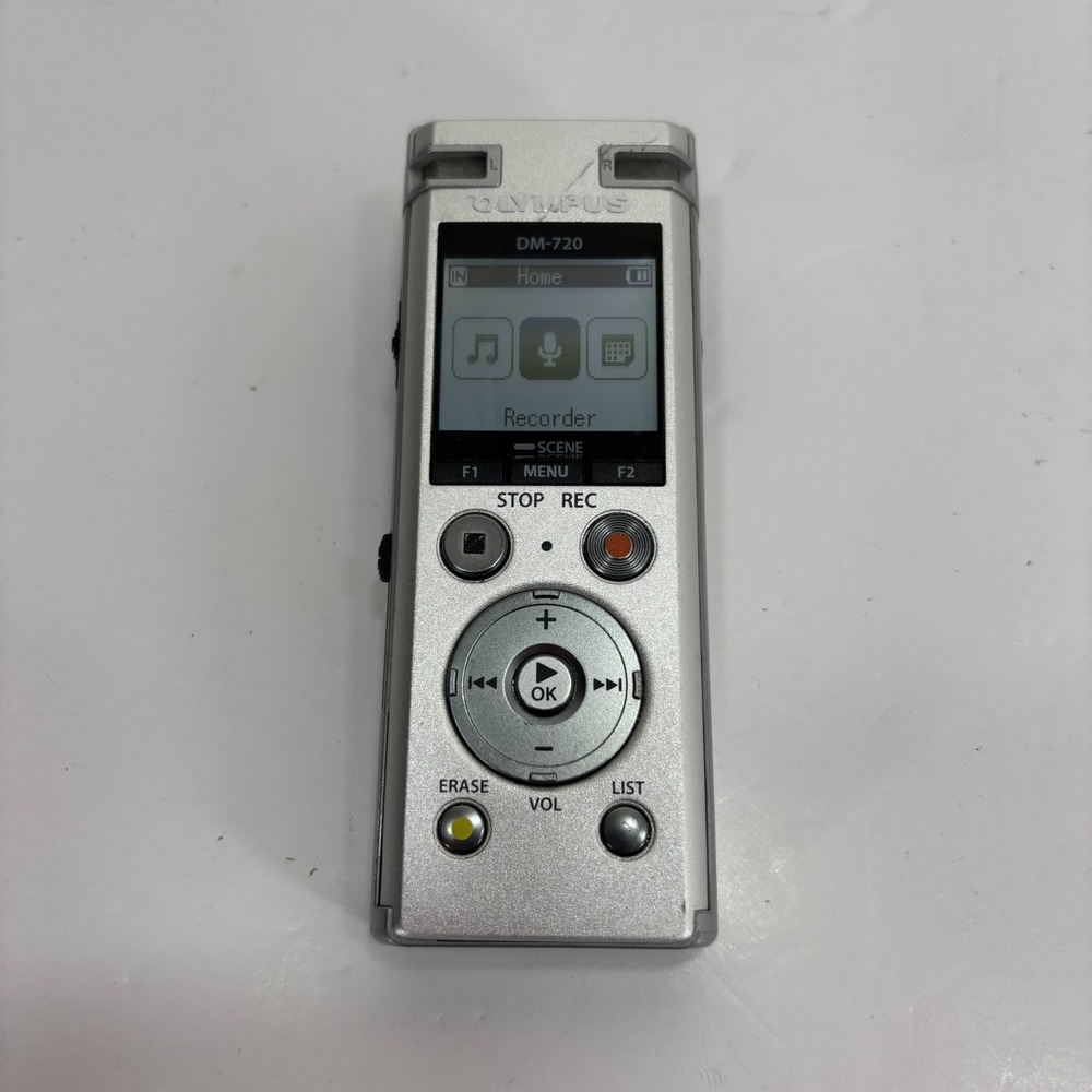 Olympus DM-720 Digital Voice Recorder Silver Stereo MP3 USB Tested Working